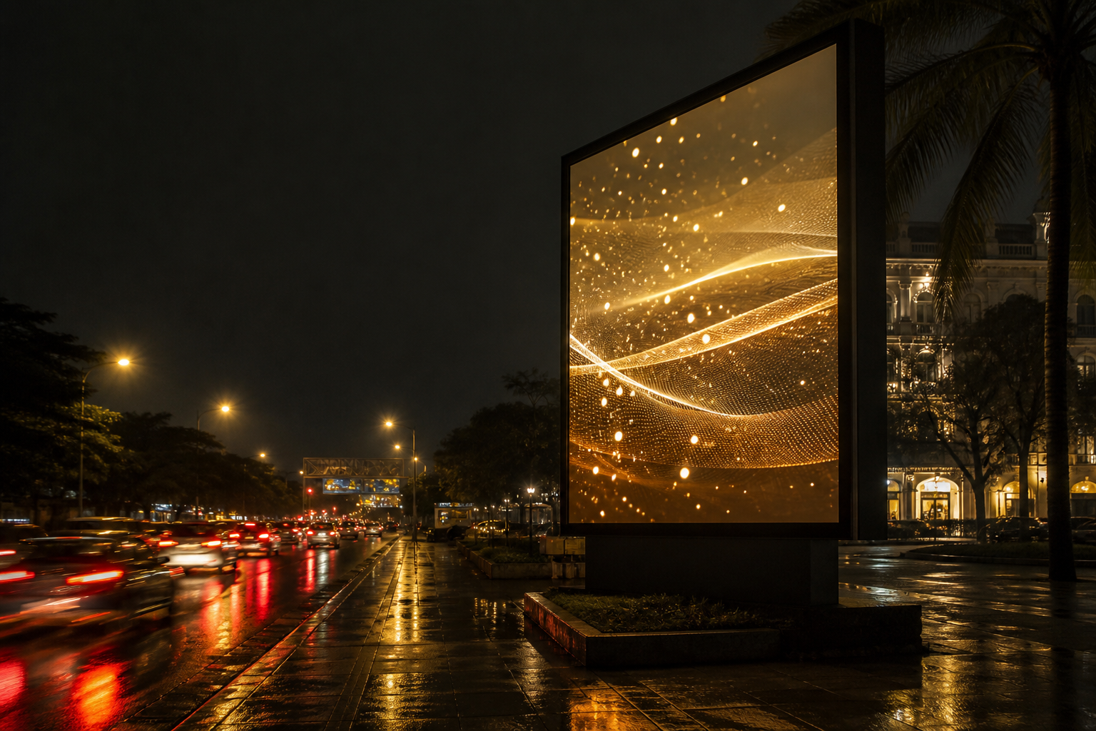 Digital LED advertising board at a high-footfall roadside location